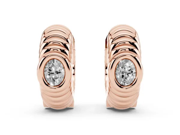 Oval Diamond Vera Hoop Earrings Rose gold