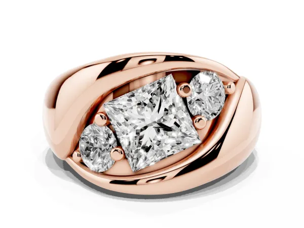Channel Set Princess Cut Diamond Crossover Band Rose gold