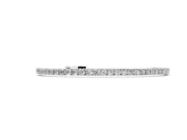 Round Cut Diamond Tennis Bracelet with Box Chain and Four-Prong Setting Silver