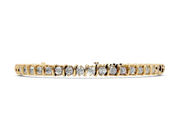 Round Diamond Spiral Tennis Bracelet with Prong Setting Yellow gold