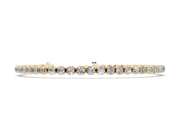 Round Cut Diamond Tennis Bracelet with Claw Prong Setting Yellow gold