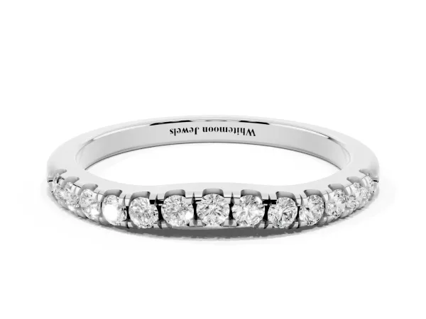 Round Diamond Pavé Curved Eternity Band with Shared Prong Setting White gold