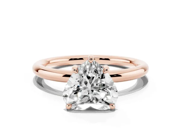 Heart Cut Solitaire Diamond Ring with Four-Prong Setting on a Plain Band Rose gold
