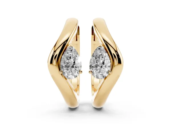Pear Diamond Silhouette Hoop Earrings Yellow gold