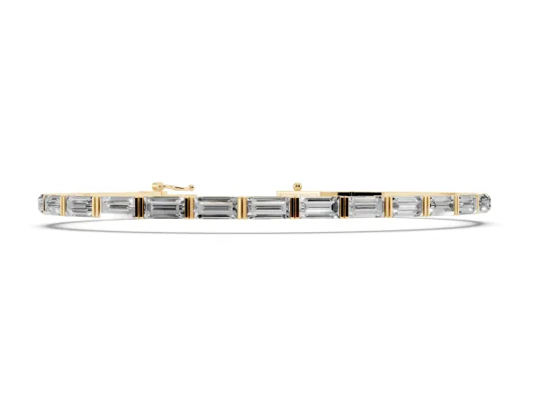 Baguette Cut Diamond Bar Set Tennis Bracelet Yellow gold