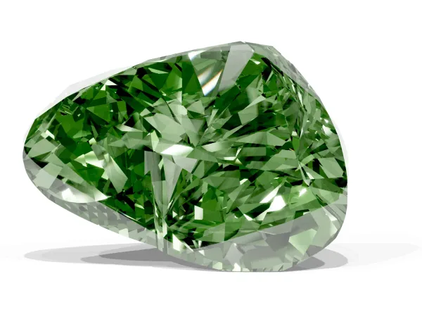 Fancy Green Heart Cut Cut Double Halo Diamond Engagement Ring with Pave Band and Four-Prong Setting Platinum