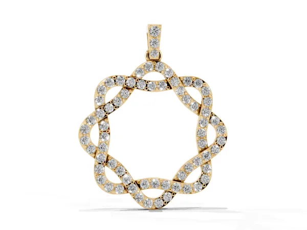 Round Diamond Pavé Infinity Pendant with Prong Setting Yellow gold