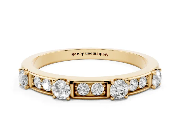Round Diamond Channel Set Eternity Band with Prong Setting Yellow gold