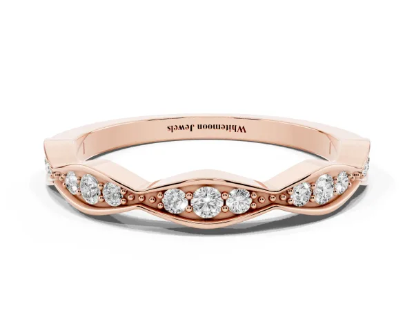Round Diamond Scalloped Pavé Eternity Band Rose gold