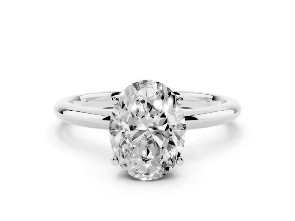 Oval Cut Cut Solitaire Engagement Ring with Four-Prong Setting and Classic Band White gold