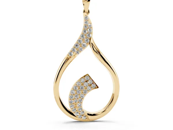 Pavé Round Diamond Twist Pendant Yellow gold