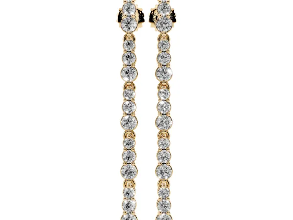 Round Diamond Graduated Dangle Earrings Yellow gold