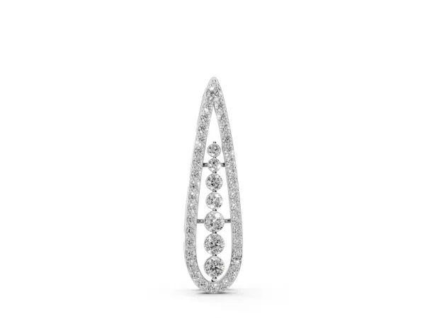 Teardrop Pavé Round Diamond Prong Pendant Silver