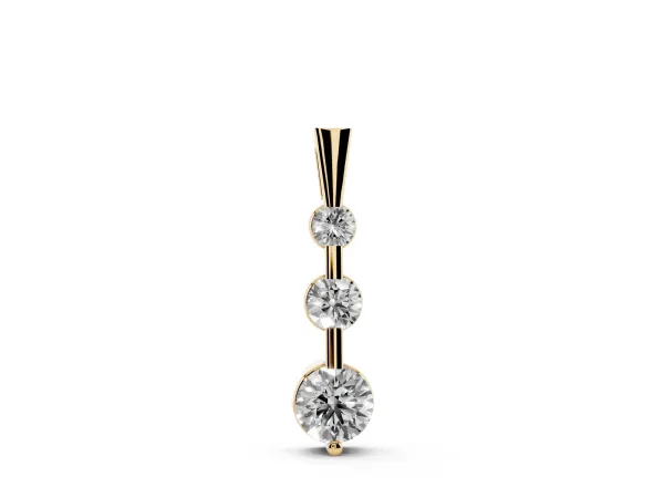 Three-Stone Round Diamond Prong-Set Pendant Yellow gold