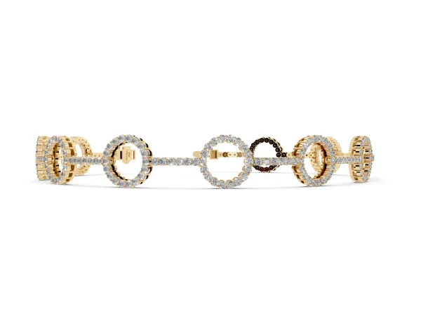 Round Diamond Circle Link Tennis Bracelet with Pavé Setting Yellow gold