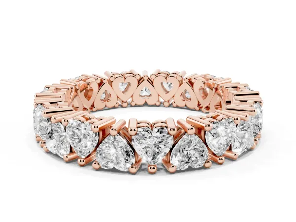 Heart Cut Eternity Band with Shared Prong Setting Rose gold