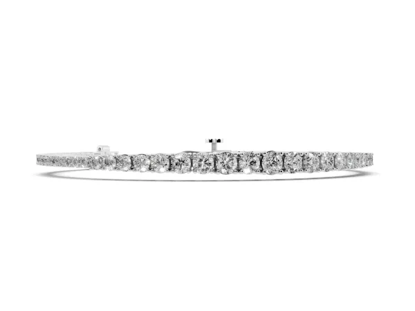 Round Diamond Tennis Bracelet with Four-Prong Setting on a White Gold Band Silver