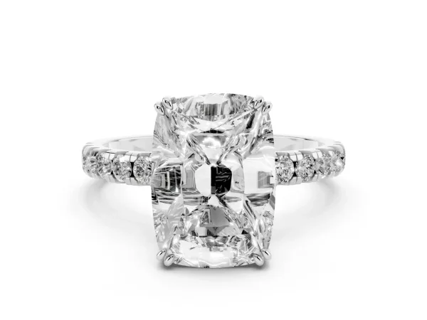 Old Mine Elongated Cushion Diamond Pave Band Ring Platinum