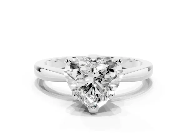 Heart Cut Solitaire Engagement Ring with Six-Prong Setting and Tapered Band White gold