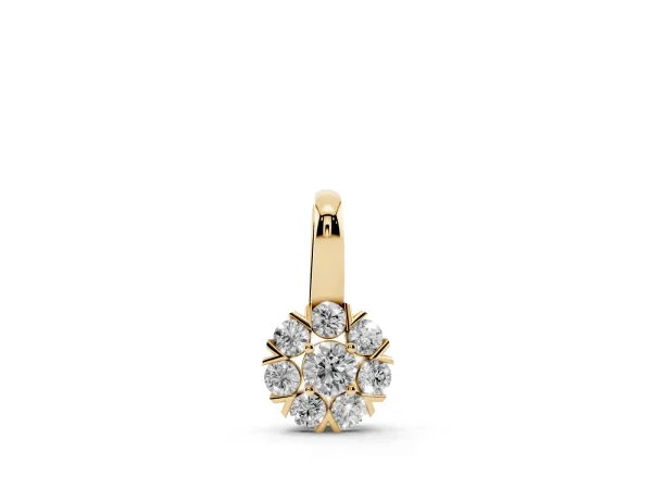 Round Diamond Floral Cluster Pendant with Prong Setting Yellow gold