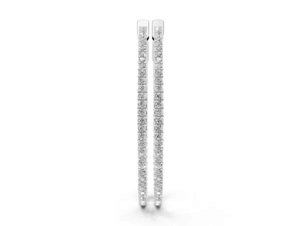 Round Diamond Pave Hoop Earrings with Prong Setting White gold