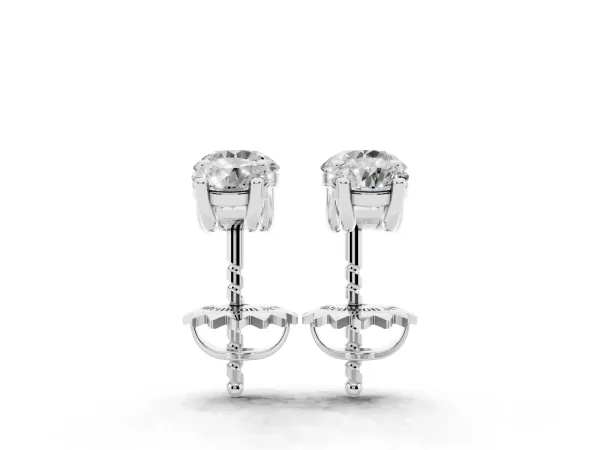 Three-Stone Round Diamond Channel Band Prong-Set Earrings Silver