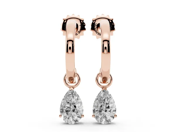 Pear Diamond Drop Earrings with Screw Back Rose gold