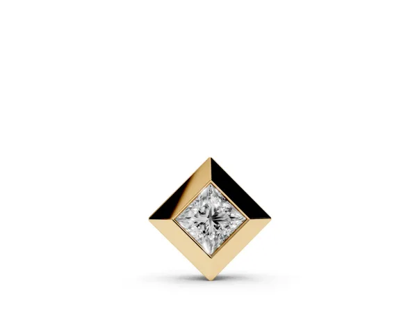 Bezel Princess Cut Diamond Pendant Yellow gold