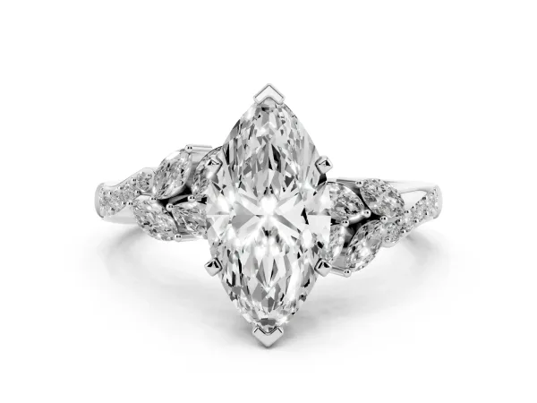 Marquise Cut Solitaire Marquise Twist Band with Six-Prong Setting Platinum