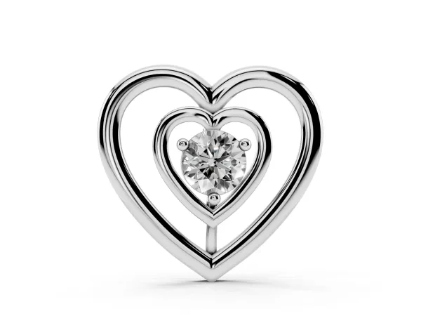 Heart Prong Round Diamond Pendant White gold