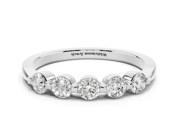 Five-Stone Round Cut Diamond Prong-Set Half Eternity Band White gold