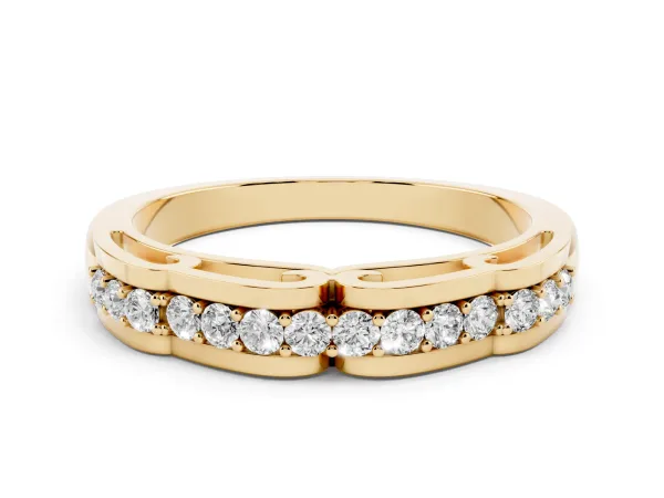 Round Cut Diamond Channel Set White Gold Band Yellow gold