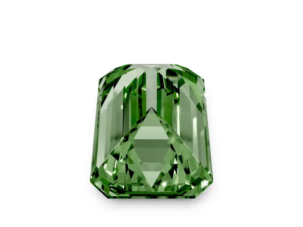 Fancy Green Emerald Cut Cut Pave Band Milgrain Solitaire Ring Yellow gold