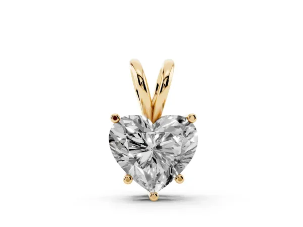 Heart-Shaped Diamond Solitaire Pendant with Four-Prong Setting Yellow gold