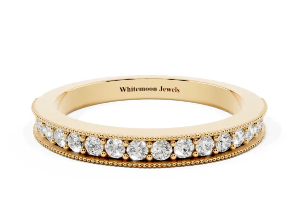 Round Diamond Milgrain Pavé Eternity Band Yellow gold