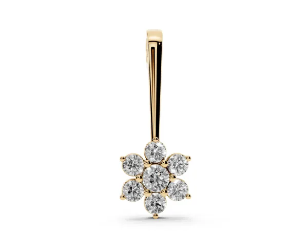 Round Diamond Cluster Pendant with Six-Prong Setting Yellow gold