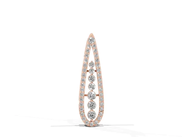 Teardrop Pavé Round Diamond Prong Pendant Rose gold