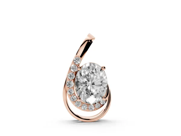 Round Diamond Prong Set Swirl Pendant Rose gold