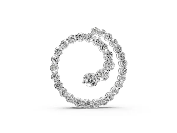 Round Diamond Spiral Pendant with Prong Setting Silver