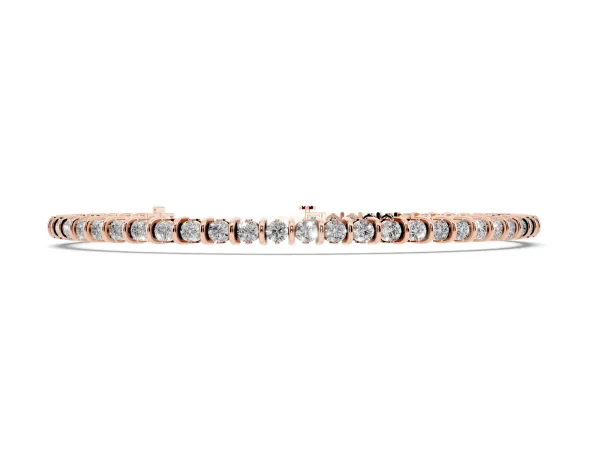 Round Diamond Tennis Bracelet with Channel Setting and Box Clasp Rose gold