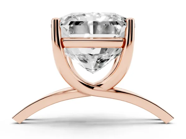 Radiant Cut Cut Diamond Solitaire Engagement Ring with Tapered Plain Band and Four-Prong Setting Rose gold