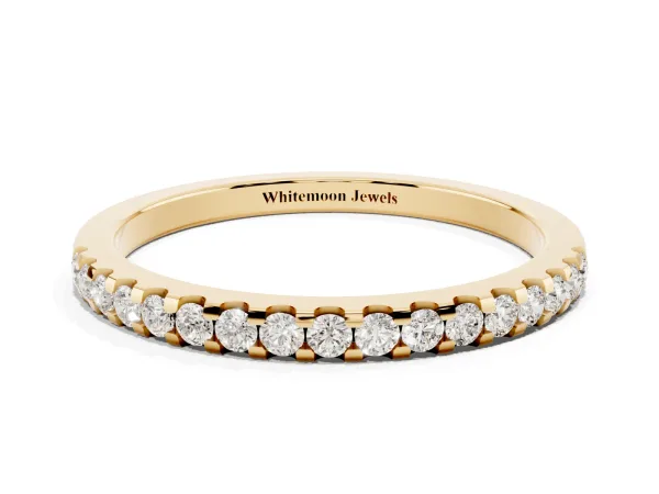 Round Diamond Half Eternity Prong Set Band Yellow gold
