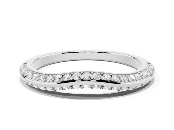 Pavé Round Diamond Wave Band with Shared Prong Setting White gold