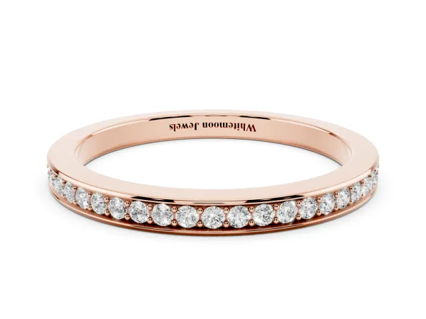 Round Diamond Eternity Band with Pavé Setting Rose gold