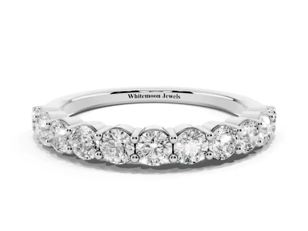 Round Diamond Half Eternity Band with Prong Setting White gold