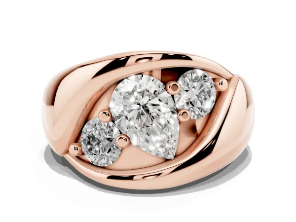 Channel Set Pear Cut Diamond Crossover Band Rose gold