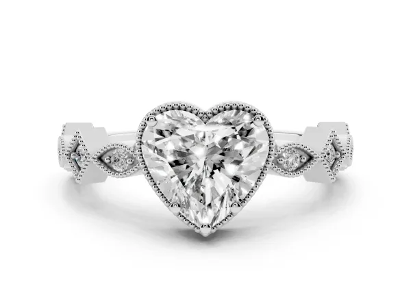 Heart Cut Milgrain Marquise Diamond Twist Band Ring Platinum