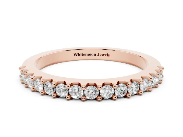 Round Diamond Pavé Set Half Eternity Band Rose gold