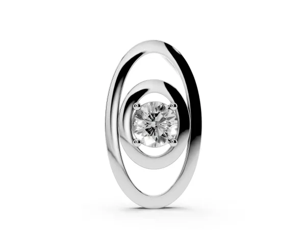 Round Diamond Bezel Set Pendant with Double Halo White gold