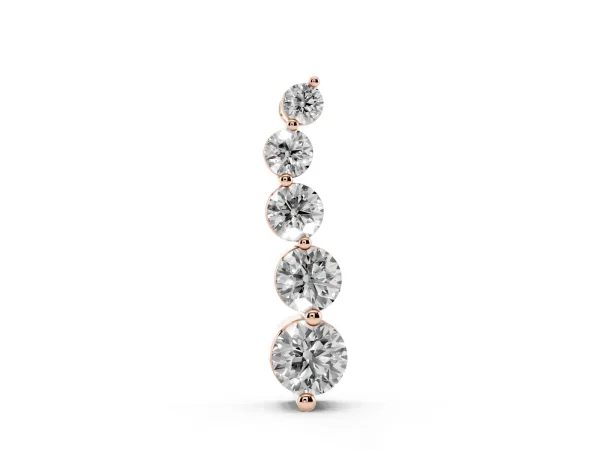 Graduated Round Diamond Prong Set Pendant Rose gold